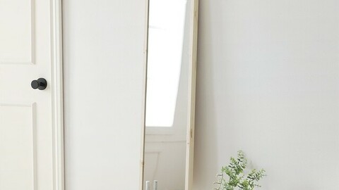 Wood storage full body mirror