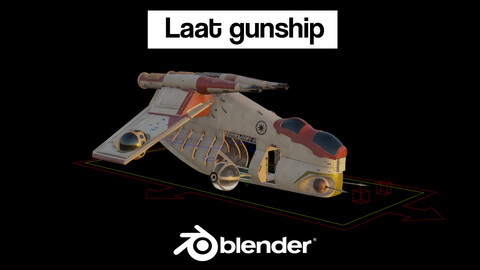 Laat gunship (blendfile, RIG, OBJs, FBXs, textures)