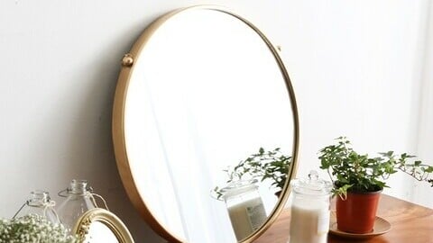 Gold Iron Round Chain Dressing Table Wall Mirror