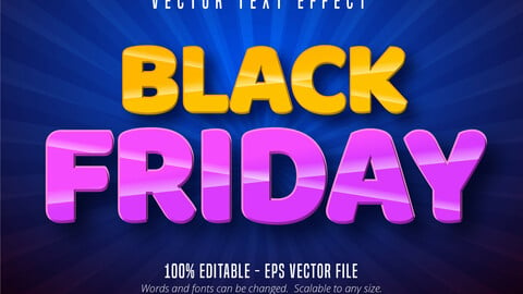 Black Friday text, cartoon style editable text effect