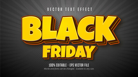 Black Friday text, cartoon style editable text effect