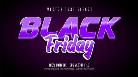 Black Friday text, cartoon style editable text effect