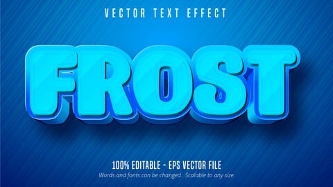 Frost text, cartoon style editable text effect