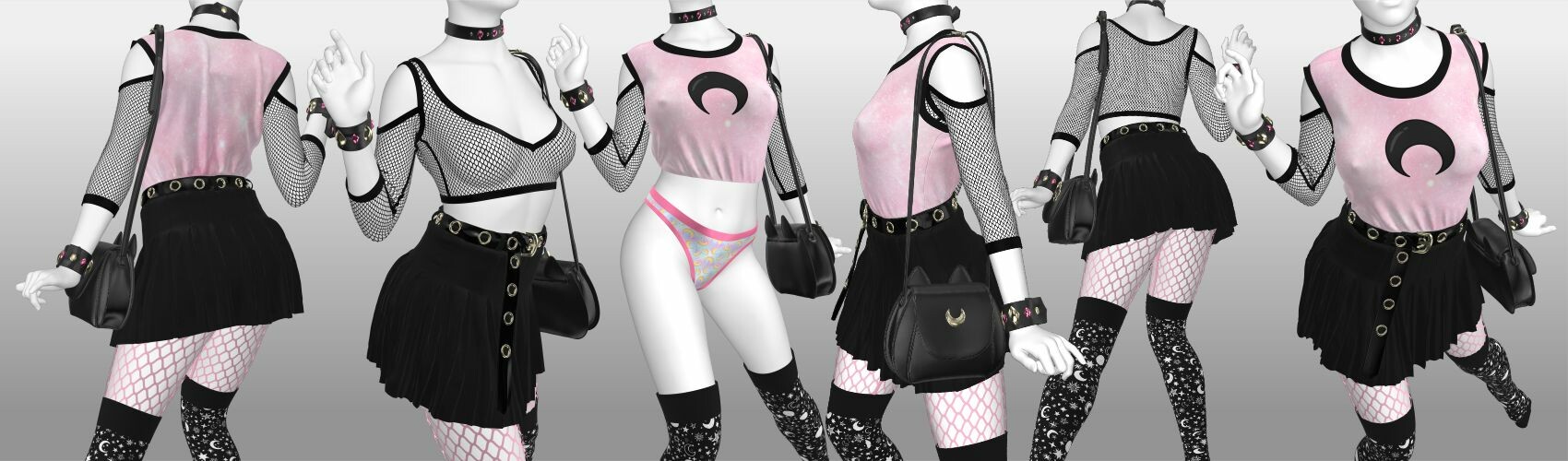 Pastel Goth Outfit vol 02 BabyBat Collection 3D model