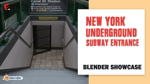 Subway Entrance - New York Subway Station Low-poly 3D model