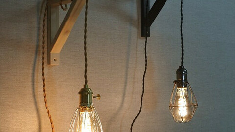 Vintage wood wall lamp