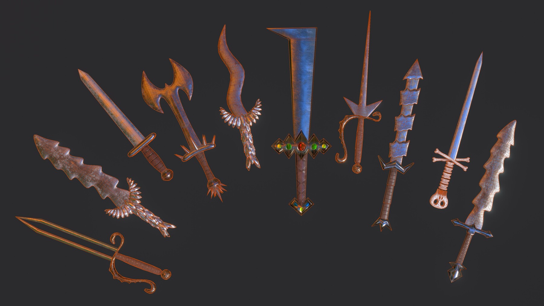 ArtStation - 100 Swords Collection Pack Low-Poly for Games PBR | Game ...