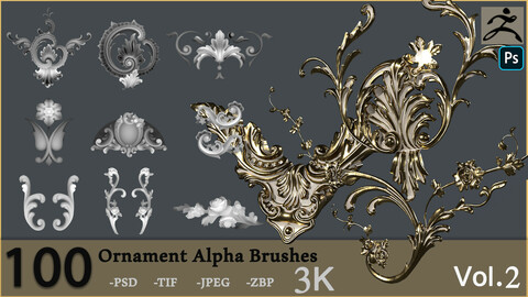 Ornament Alpha Brushes And Alphas - Vol 02 (100)