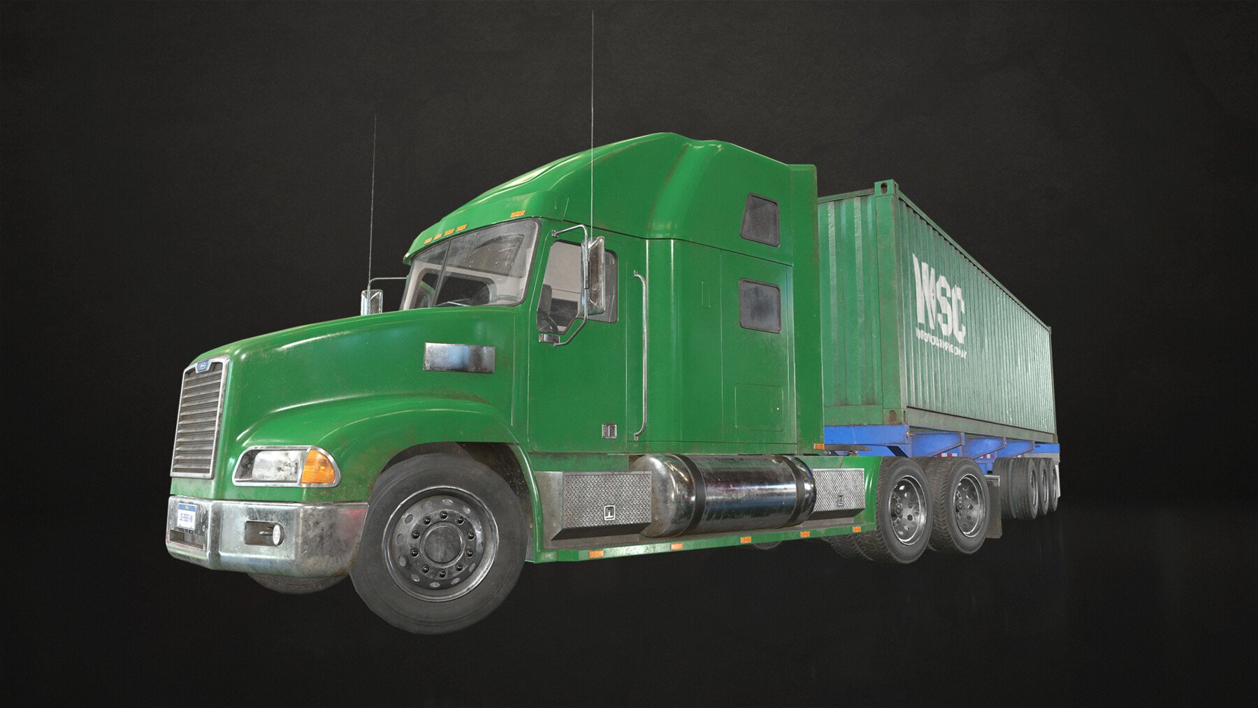 ArtStation Semi Truck Container Trailer Low Poly Game Assets