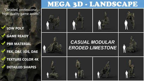 Low poly Casual Eroded Limestone Modular 210722