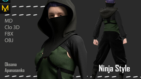 Ninja Style. Clo 3D/MD project + OBJ, FBX files