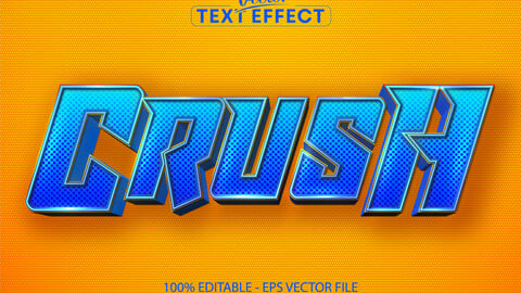 Crush text, cartoon style editable text effect