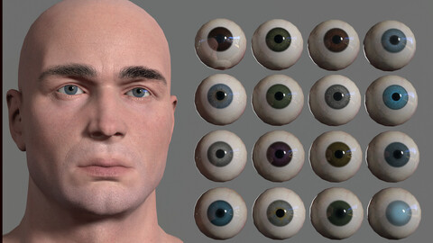 16 Colors of Realistic Eye Low-poly