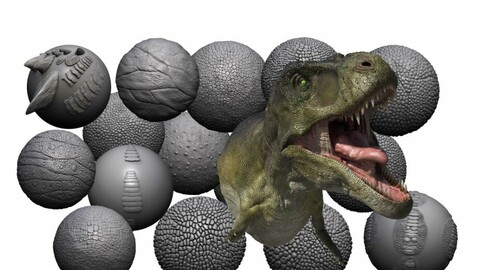 Dinosaur/creature tileable alpha textures with T Rex bust (ztool)