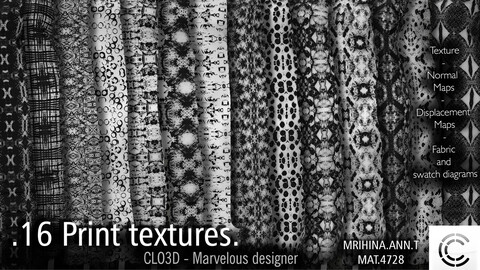 .16 Print Textures. Clo3d, Marvelous Designer.