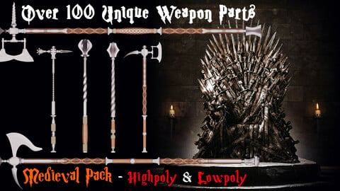 Medieval mega weapon kit bash pack series - Vol 2 - Axes & Hammers & Maces