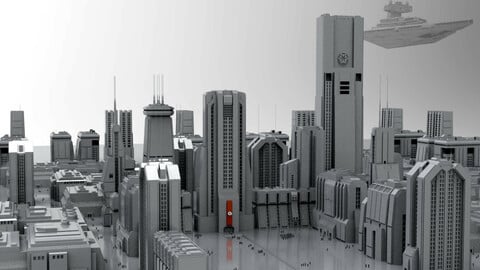 Imperial Buildings Star Wars - Futuristic Sci-Fi Skycrapers Galactic Empire Style