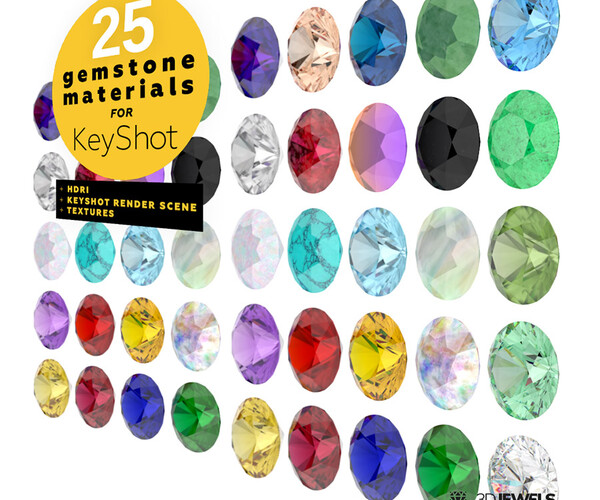 ArtStation 25 Gemstone Materials for Rendering with KeyShot 3D