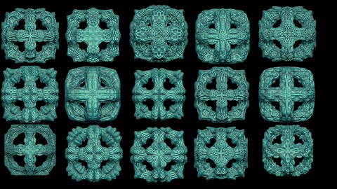 15 fractal forms cube wire 3D print model