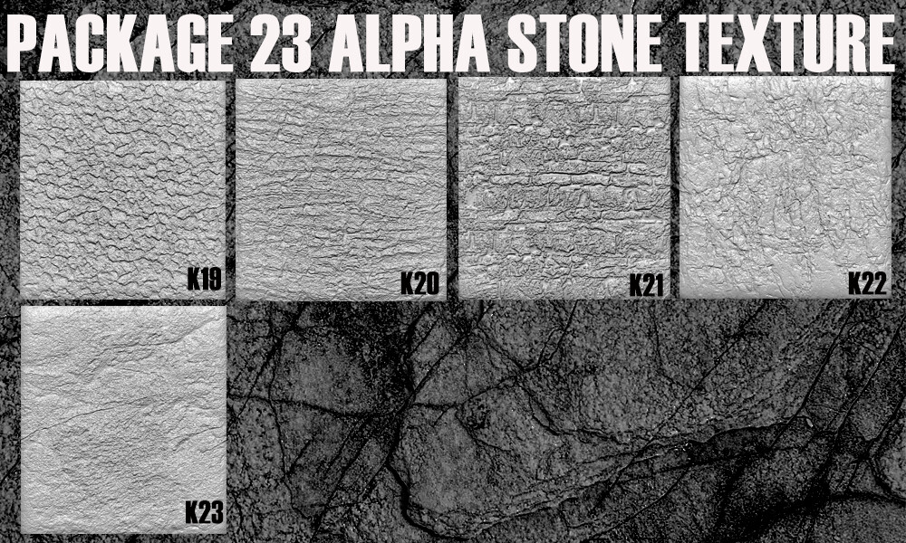 ArtStation Package 23 ALPHA with stone texture. Brushes