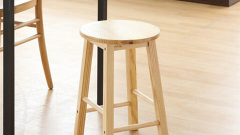 Natural wood DIY stool/prefab home bar chair