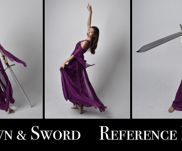 Artstation X120 Gown And Sword Pose Reference Pack Resources