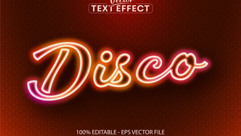 Disco text, neon style editable text effect