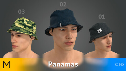 Panamas Hats Marvelous Designer, CLO3D, Obj