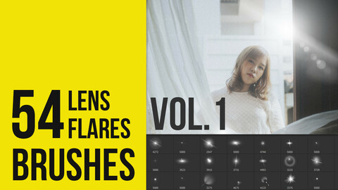 54 Lens Flares Brushes for Photoshop  Vol-1