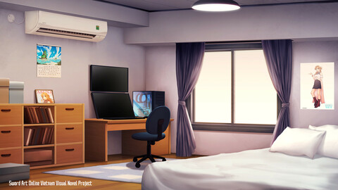 Anime Backrgound Simple Room - Full Video process ~9 hour