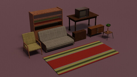 Soviet Furniture Asset Low-poly 3D models
