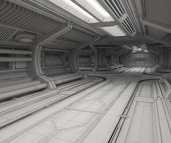 ArtStation - Sci - Fi Modular Corridor 3 - 3D Model | Game Assets