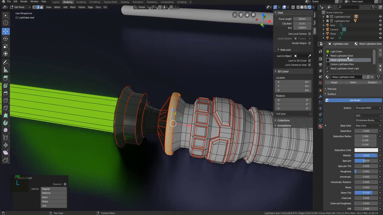ArtStation - Blender  3D Model a Lightsaber for Beginners | Tutorials