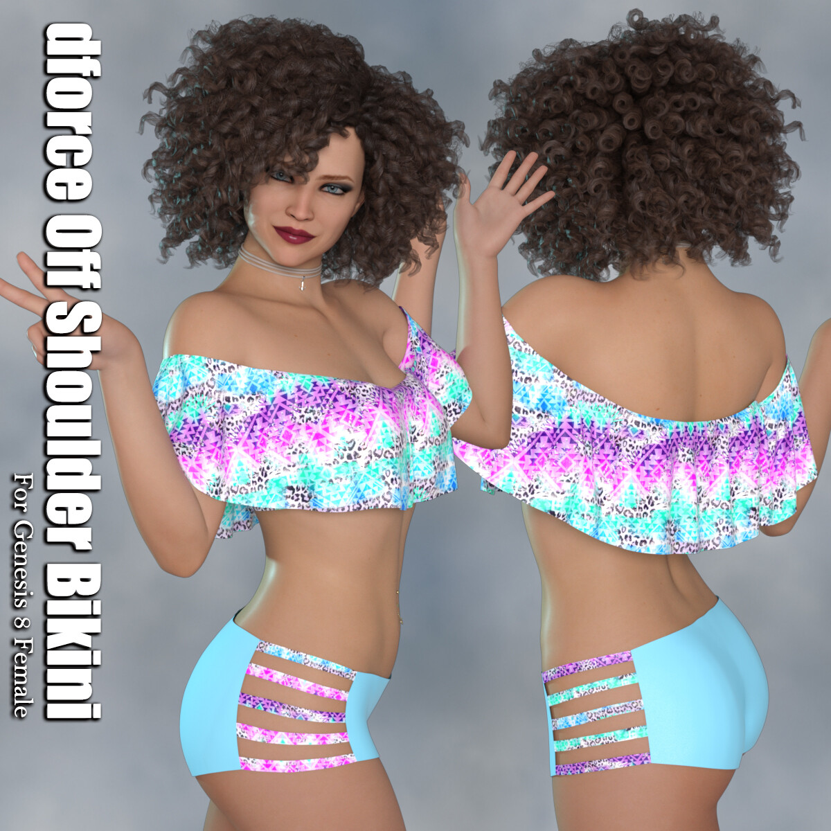 Print Off the Shoulder Bikini