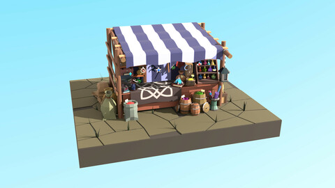 Low-poly Magic items stall