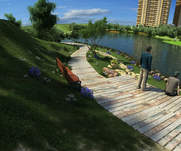 ArtStation Beautiful artificial lake Resources