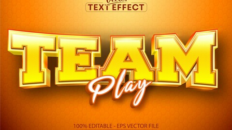 Team play text, sport style editable text effect