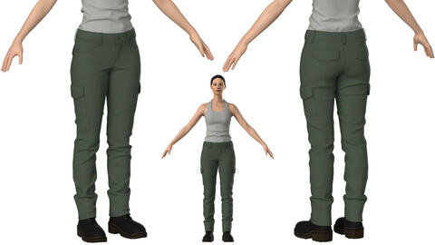 Womens Military Cargo Pants (Marvelous Designer / Clo 3D project)