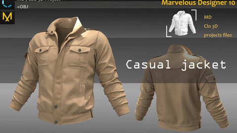 Casual jacket_Outfit_Clo3d, Marvelous designer(fbx,obj,texture if needed)