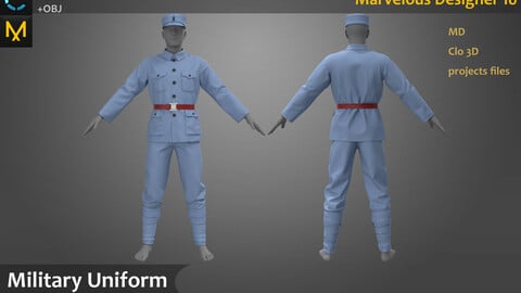 Military Uniform_the Soviet Union/German Army attire_Military Outfit_Clo3d, Marvelous Designer Project + FBX + OBJ(if needed)