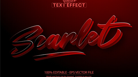 Scarlet text, minimalistic and calligraphic style editable text effect