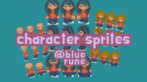 Pixelart Character walk and sit sprites