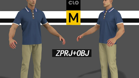 Polo Shirt Khaki pants Marvelous Designer project