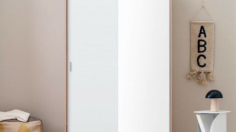 Modern Big Sliding Mirror Wardrobe 120cm Shelf Type