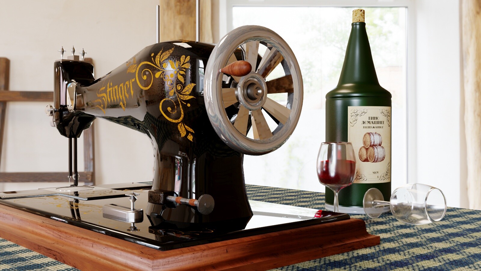 ArtStation Mechanical retro sewing machine. Game Assets