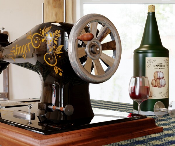 ArtStation Mechanical retro sewing machine. Game Assets