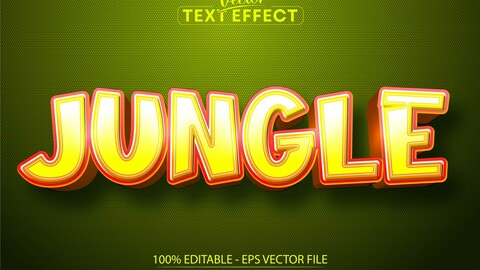 Jungle text, cartoon style editable text effect