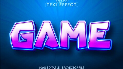 Game text, cartoon style editable text effect