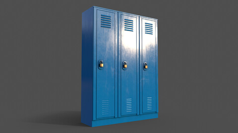 PBR School Gym Locker 01 - Blue Light