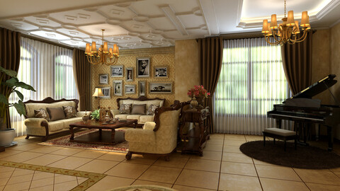 Retro European living room 1730